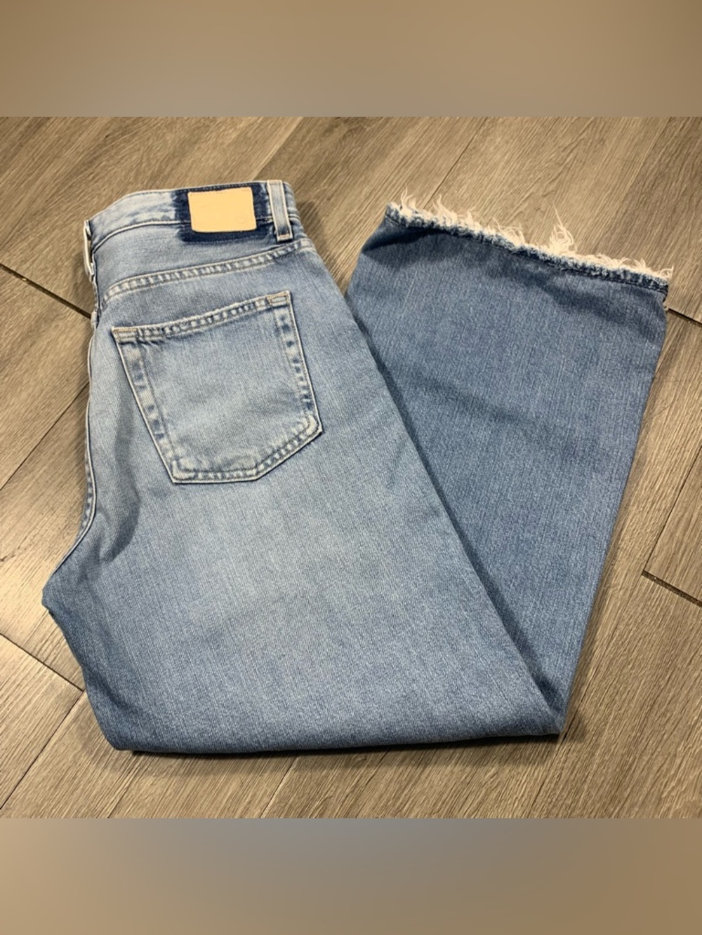 AG ADRIANO GOLDSCHMIED Saige Ankle Wide Leg Frayed Hem Jeans    size 28